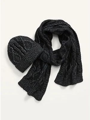 2-Pack Cable-Knit Beanie And Scarf Set For Women