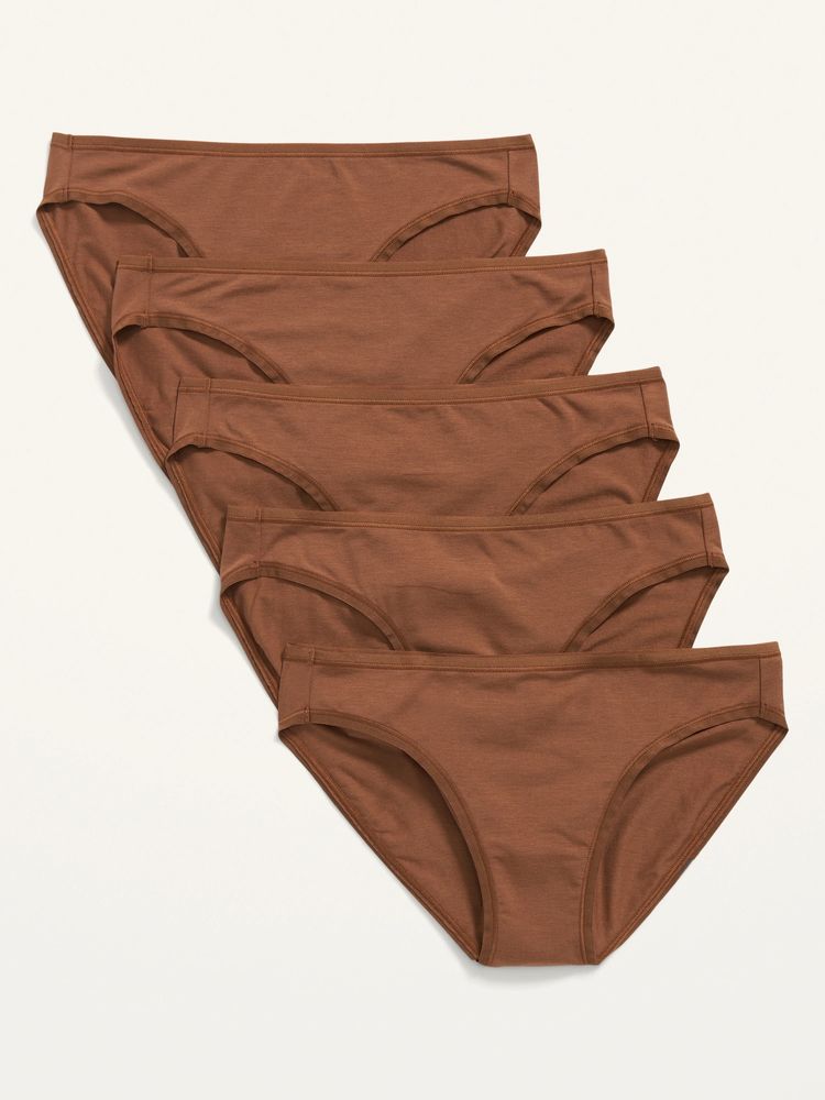 Mid-Rise Supima Cotton-Blend Bikini Underwear 5-Pack