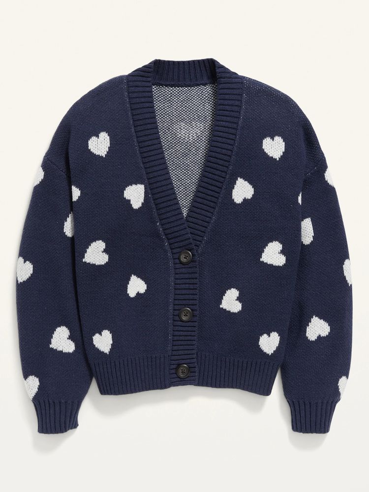 Long-Sleeve Chunky Jacquard-Knit Cardigan for Girls
