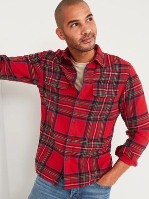 Regular-Fit Patterned Flannel Shirt