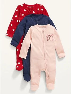 Unisex 3-Pack Sleep & Play Long-Sleeve Footed One-Piece for Baby