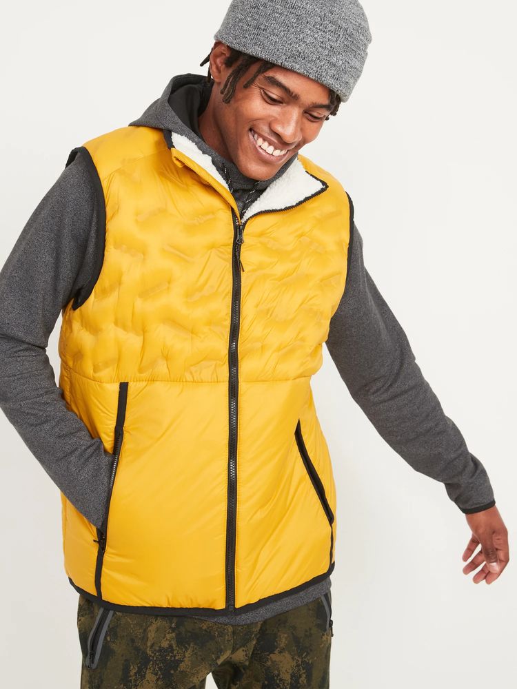 Water-Resistant Sherpa-Lined Puffer Vest for Men