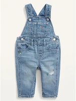 Unisex Embroidered-Graphic Jean Overalls for Baby