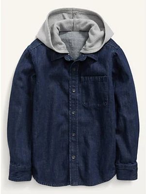 2-in-1 Hooded Jean Shacket for Boys