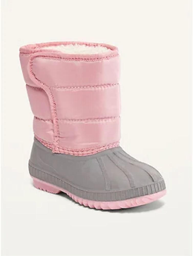 Unisex Quilted Sherpa-Lined Snow Boots for Toddler