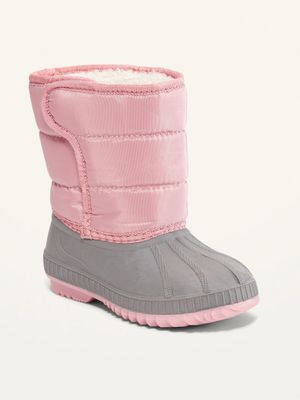 Unisex Quilted Sherpa-Lined Snow Boots for Toddler