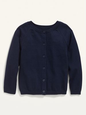 Button-Front Crew-Neck Cardigan for Toddler Girls