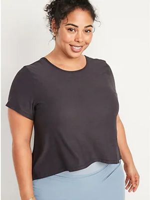 Short-Sleeve Breathe ON Reversible Cropped T-Shirt for Women