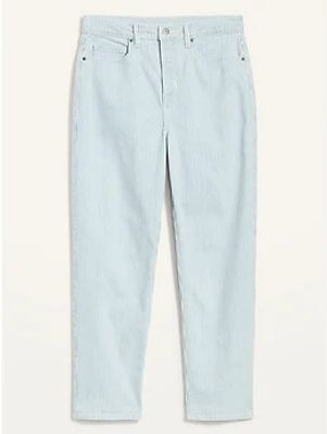 Extra High-Waisted Button-Fly Sky-Hi Straight Striped Jeans for Women