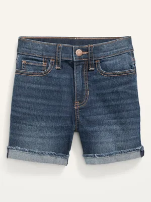 High-Waisted Roll-Cuffed Cut-Off Jean Shorts for Girls