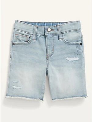 Unisex Distressed 360° Stretch Cut-Off Jean Shorts for Toddler