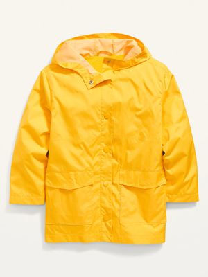 Water-Resistant Hooded Rain Jacket for Girls