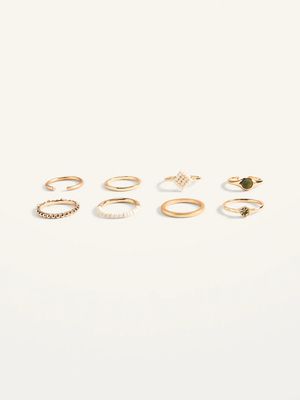 Gold-Toned Rings 8-Pack for Women