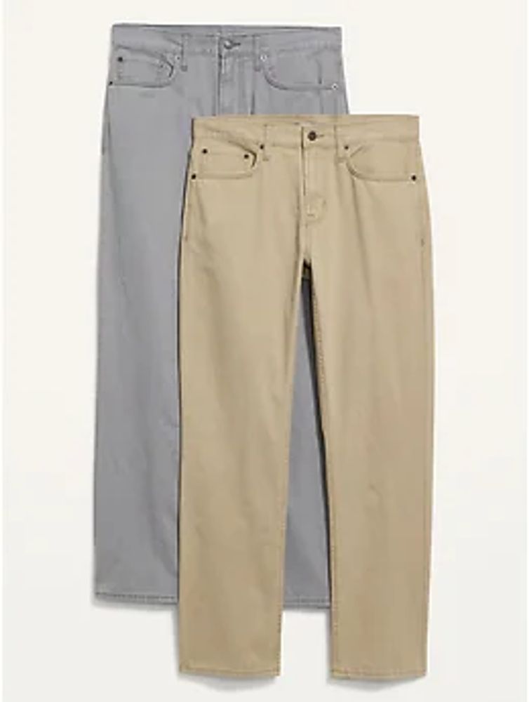Straight Non-Stretch Five-Pocket Pants 2-Pack for Men