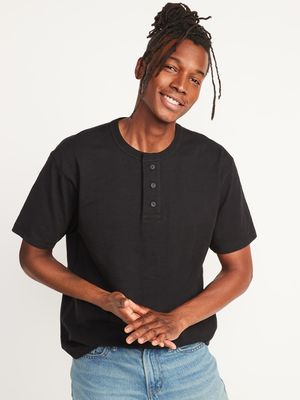 Slub-Knit Workwear Henley T-Shirt for Men