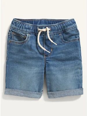 Unisex Functional Drawstring 360 Stretch Pull-On Jean Shorts for Toddler