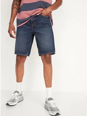 Original Loose Non-Stretch Jean Shorts for Men -10-inch inseam