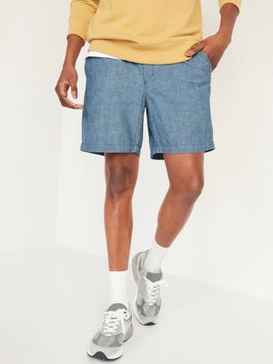 Relaxed Cotton Chambray Jogger Shorts for Men - 7-inch inseam
