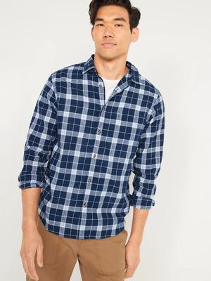Regular Fit Plaid Linen-Blend Everyday Shirt for Men