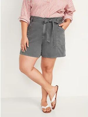 High-Waisted Twill Workwear Shorts for Women - 4.5-inch inseam