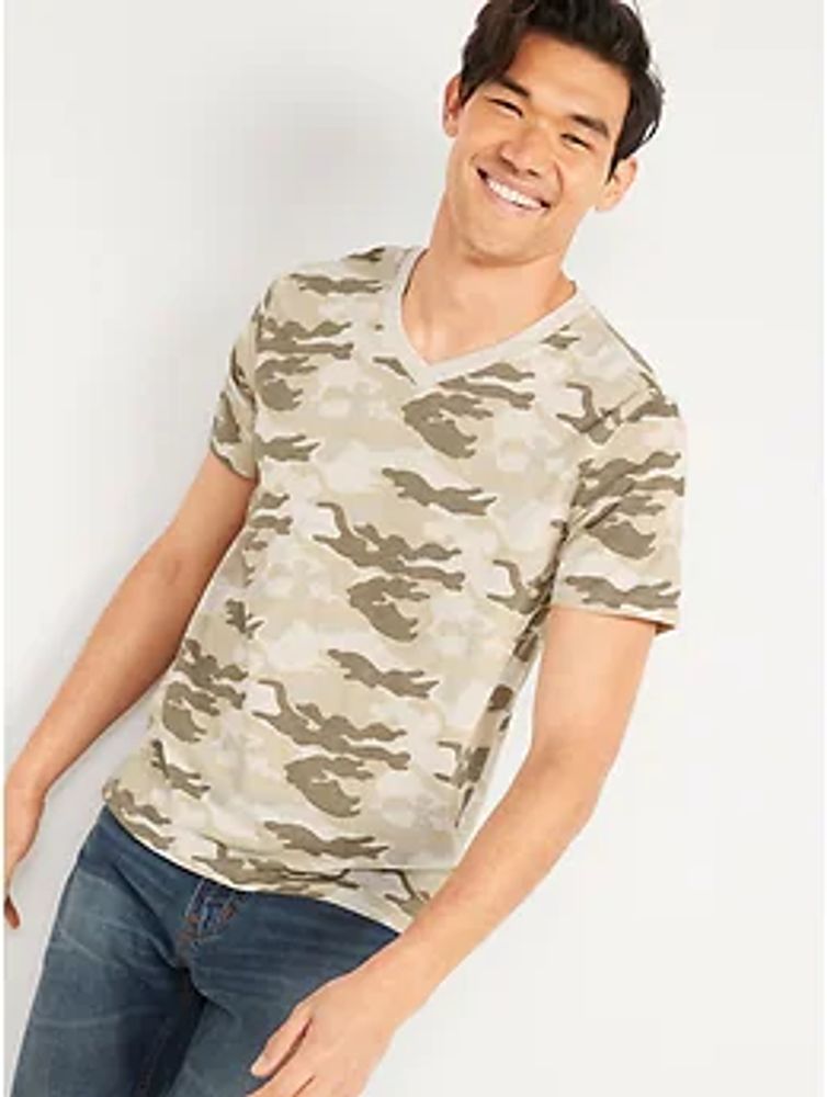 Soft-Washed Camo V-Neck T-Shirt for Men