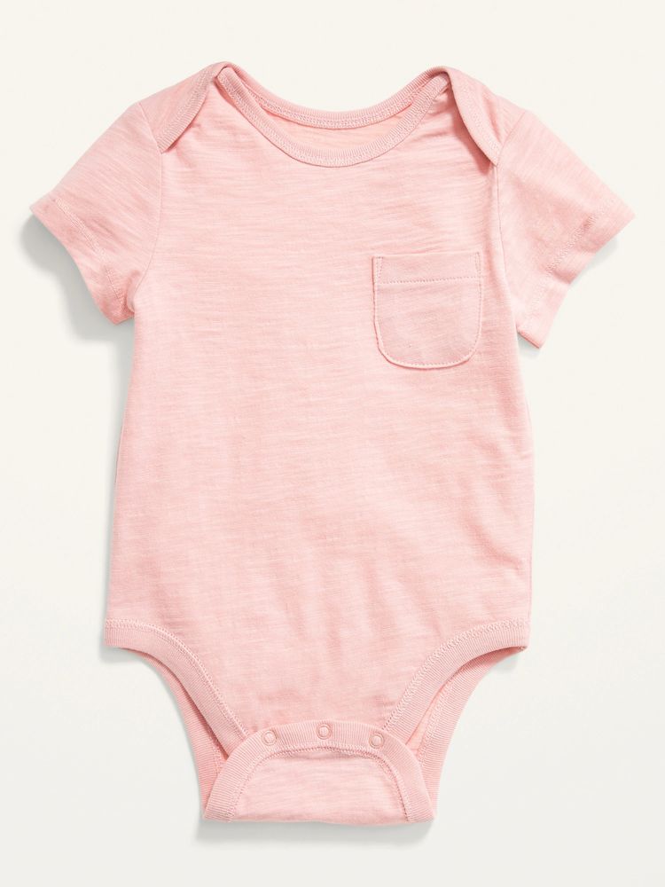 Unisex Slub-Knit Pocket Bodysuit for Baby