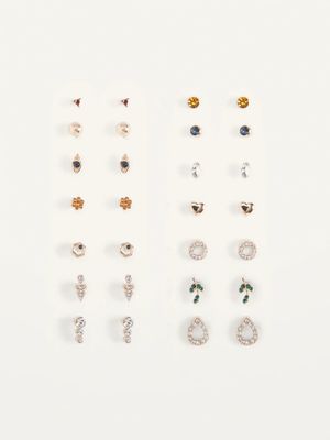 Hoop Earrings & Stud Earrings Variety 14-Pack for Women