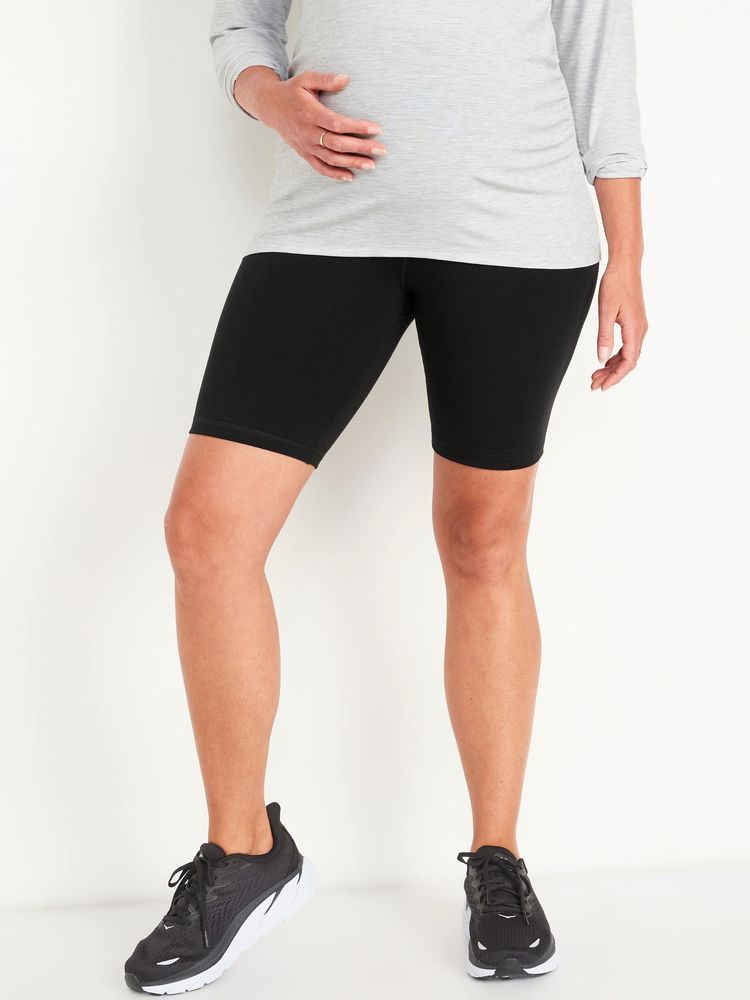 Maternity Rollover-Waist PowerChill Biker Shorts -- 8-inch inseam