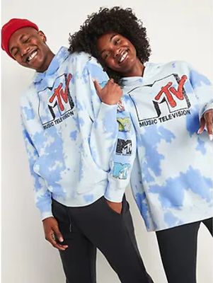 MTV Tie-Dyed Gender-Neutral Pullover Hoodie for Adults