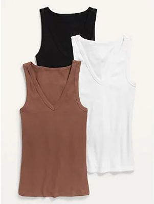 Slim-Fit First Layer Rib-Knit Tank Top 3-Pack for Women