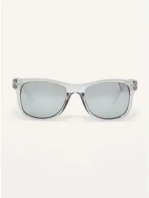 Silver-Framed Mirror-Lens Sunglasses for Men