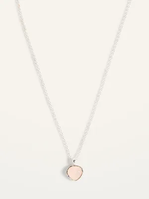 Real Silver-Plated Rose Quartz Pendant Necklace for Women