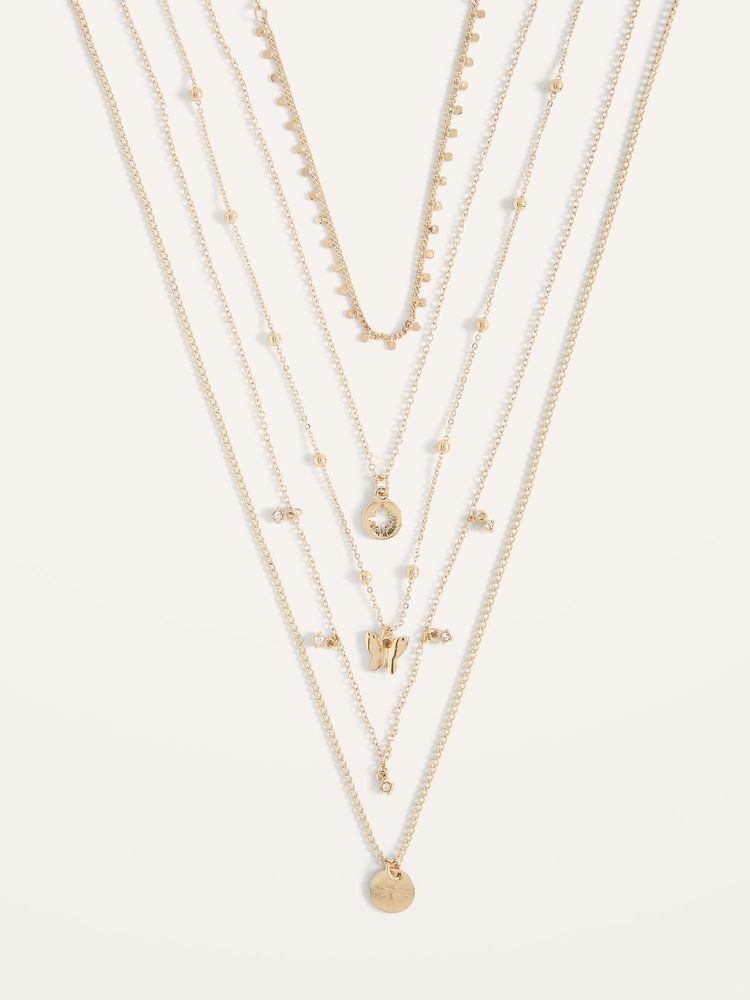 Gold-Toned Five-Strand Layered Necklace for Women