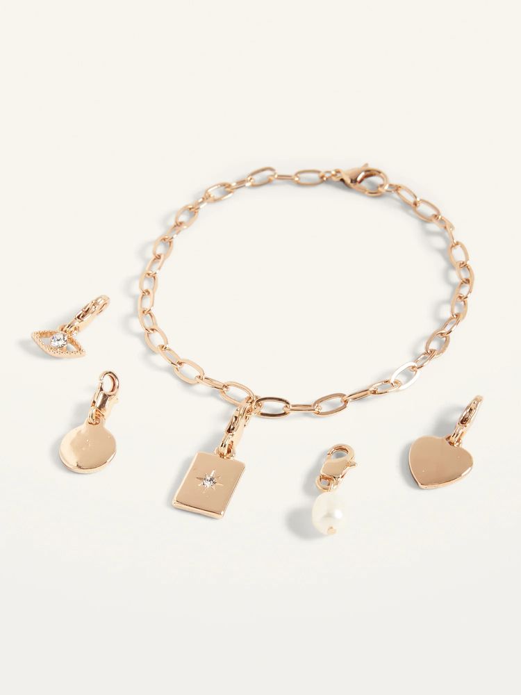 Gold-Toned Convertible Charm Bracelet for Women