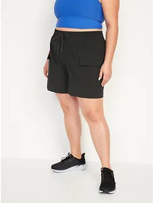 High-Waisted StretchTech Cargo Shorts for Women - 5-inch inseam