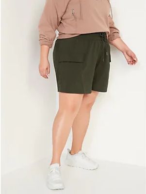 High-Waisted StretchTech Cargo Shorts for Women -- 5-inch inseam