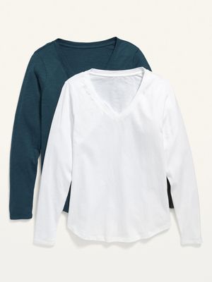 EveryWear V-Neck Long-Sleeve T-Shirt 2-Pack with Women