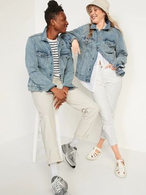 Gender-Neutral Distressed Non-Stretch Jean Jacket for Adults