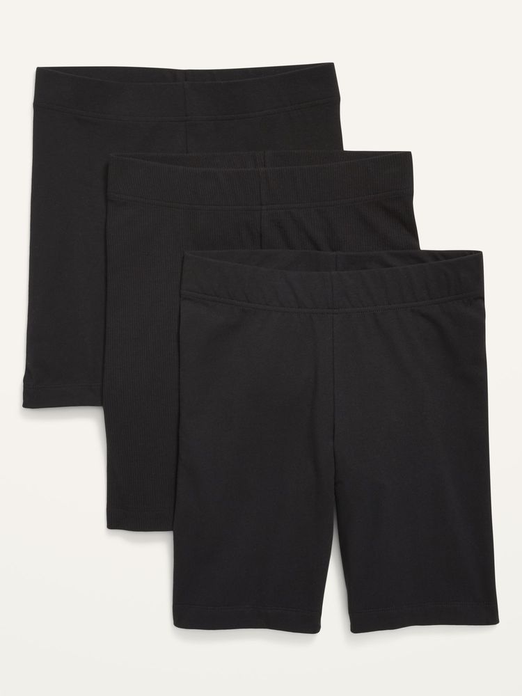High-Waisted Mixed Texture Biker Shorts -- 8-inch inseam