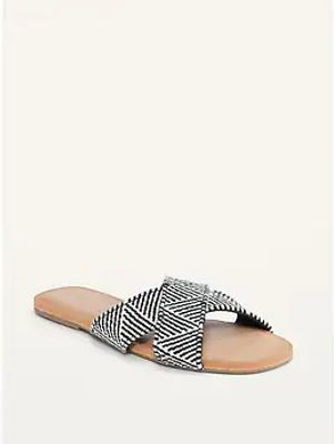 Woven-Textured Crisscross Sandals for Women