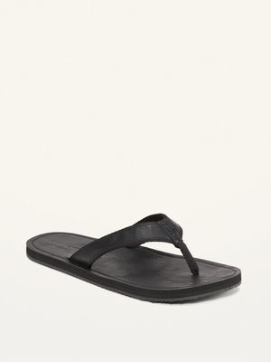 Faux-Leather Flip-Flop Sandals for Men