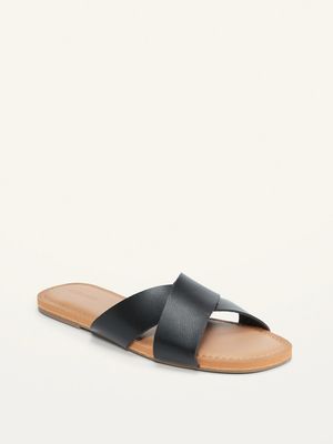Criss-Cross Faux-Leather Sandals for Women