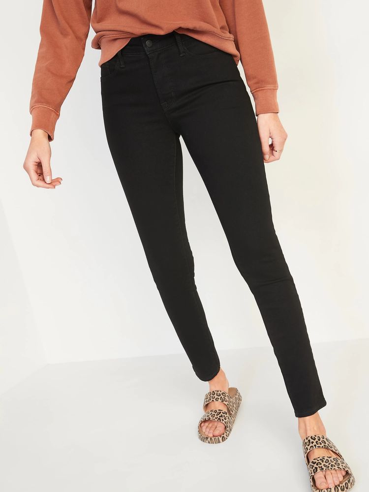 High-Waisted Pop Icon Black Skinny Jeans for Women