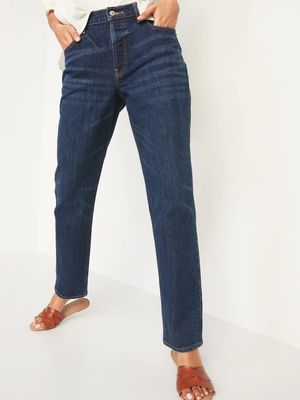 High-Waisted Button-Fly Slouchy Straight Jeans for Women