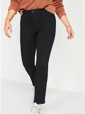 High-Waisted Wow Slim Straight Black Jeans for Women