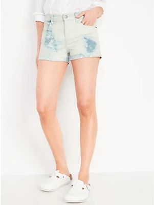 Mid-Rise Tie-Dyed Boyfriend Jean Shorts for Women -- 3-inch inseam