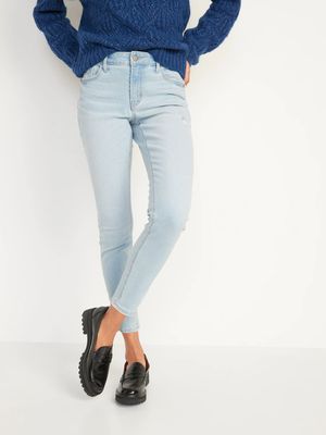 Mid-Rise Rockstar Super Skinny Distressed Jeans for Women
