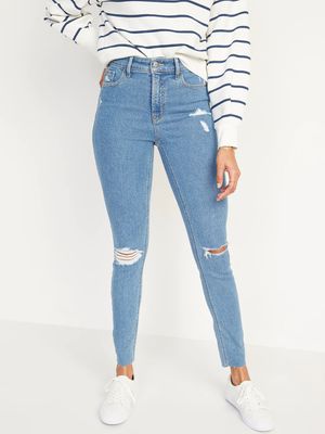 High-Waisted Rockstar Super-Skinny Ripped Ankle Jeans for Women