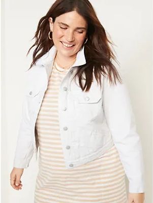 White Cropped Jean Jacket for Women