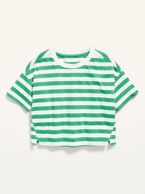 Loose Striped Cropped T-Shirt for Girls